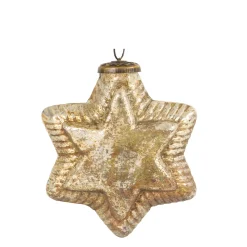 Deko Stern Antik, Glasstern antik silbergold, Weihnachtsstern, 12x13cm, Hänger