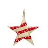 Deko Stern, Holzstern mit Sterne used look, weiß-rot gestreift, 15cm, Hänger
