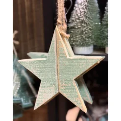 Deko Stern used look, Holzstern Shabby mintgrün, Ø15cm, Hänger