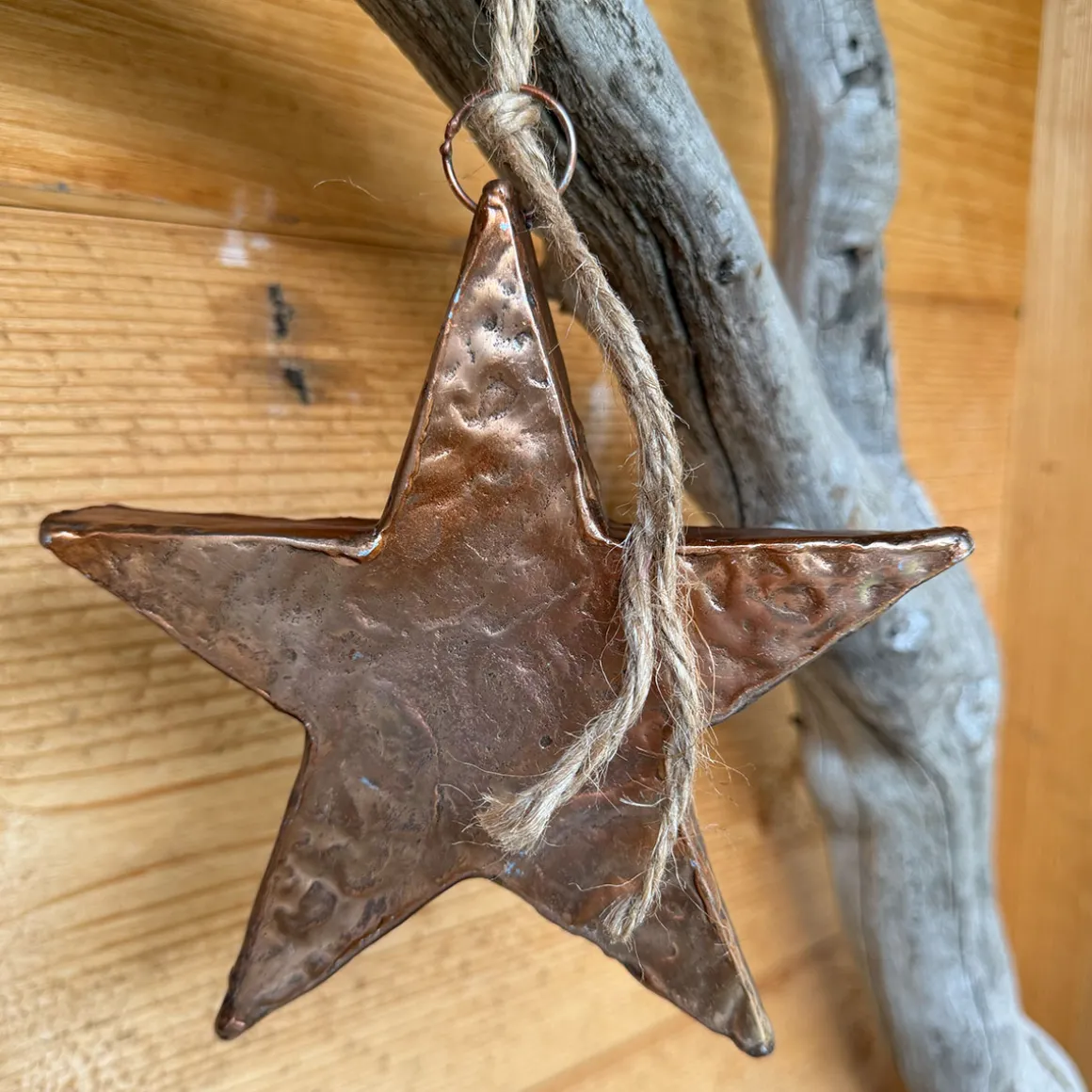 Deko Stern Vintage-Kupfer, rustikaler Metallstern zum Hängen, 16cm