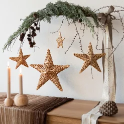 Deko Strohstern Weihnachten, Christbaumschmuck aus Strohfasern, 11cm, Halbach