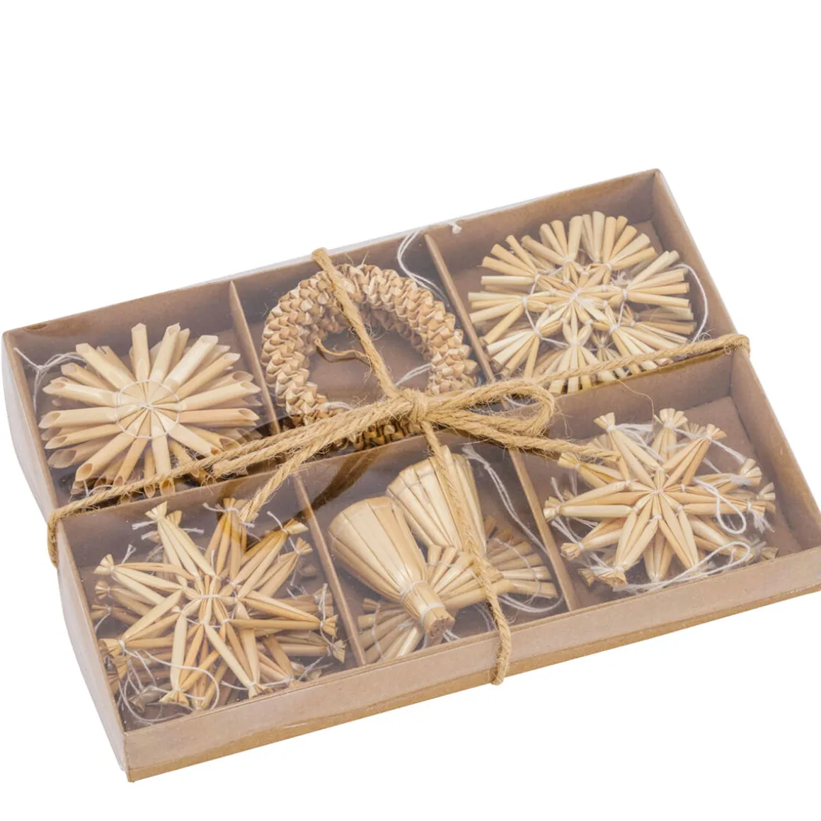 Deko Strohsterne Weihnachten, Strohsterne, Strohkränze, Strohengel Natur, Ø6cm, Set/20St