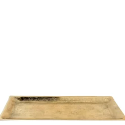 Deko Tablett antik gold, Tablett länglich, 35x14cm, Metall
