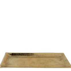 Deko Tablett  antik gold, Tablett gold - länglich, 48x19cm, Metall