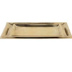 Deko Tablett  antik gold, Tablett gold - länglich, 48x19cm, Metall