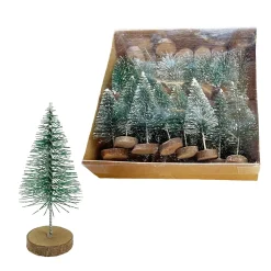 Deko Tannenbaum beschneit, kleine Bastelbäumchen beschneit, Winter grün-weiß, 7x3cm, 24St/Box