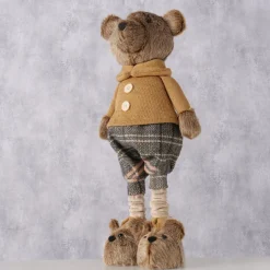 Deko Teddy mit Pumphose und Hundeschuhe, Teddyjunge mit Teleskopbeine, 34cm bis 54cm, Boltze Home Collection