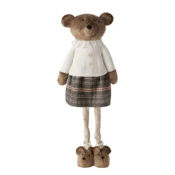 Deko Teddy mit Rock und Hundeschuhe, Teddymädchen mit Teleskopbeine, 74cm bis 120cm, Boltze Home Col