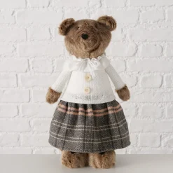 Deko Teddy mit Rock und Hundeschuhe, Teddymädchen mit Teleskopbeine, 34cm bis 54cm, Boltze Home Collection