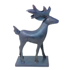 Deko Teelichthalter Hirsch used look, Metallhirsch braun-grau, 27cm