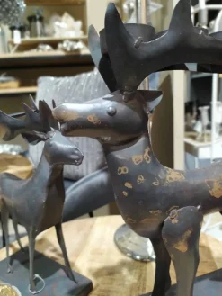 Deko Teelichthalter Hirsch used look, Metallhirsch braun-grau, 27cm