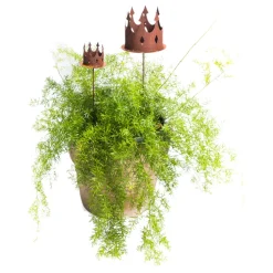 Deko Teelichthalter Krone, Gartenstecker Rostkrone auf Stab, 6x6cm, Gerrys Garden