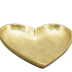 Deko Teller Herz gold, Metallschale Herz, Tablett gold, 24x25cm