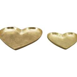 Deko Teller Herz gold, Metallschale Herz, Tablett gold, 24x25cm