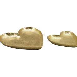 Deko Teller Herz gold, Metallschale Herz, Tablett gold, 24x25cm
