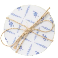 Deko Untersetzer Karo, Holzuntersetzer blau-weiß, Set/4