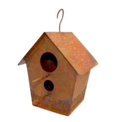 Deko Vogelhaus, Vogelhaus aus Rost, zum Hängen oder Stellen, 18x20cm, Gerrys Garden