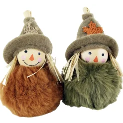 Deko Vogelscheuchen Halloween, Plüsch Vogelscheuche orange und grün, 12cm, Hänger