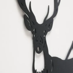 Deko Wandobjekt Hirsch im Wald, Hirsch Cervus schwarz, 30x28cm, Boltze Home Collections