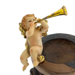 Deko Weihnachtsengel Nostalgie, Engel mit Trompete, Kantenhocker, 10cm, Polyresin