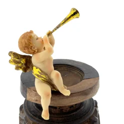 Deko Weihnachtsengel Nostalgie, Engel mit Trompete, Kantenhocker, 10cm, Polyresin