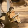 Deko Weihnachtsengel Nostalgie, Engel mit Buch, Kantenhocker, 9cm, Polyresin