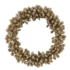 Deko Weihnachtskranz Beeren gold, goldener Beerenkranz mit Glimmer, Ø11cm