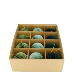Deko Weihnachtskugel Papier hellgrün, dunkelgrün, mint, Ø8cm, DIJK Natural Collections