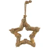 Deko Weihnachtsstern Rustikal, Holzstern Naturholz mit Seile, 42cm