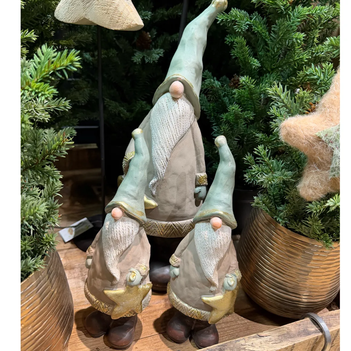 Deko Wichtel Gnom, Weihnachtswichtel mit Stern, 35cm, Polyresin