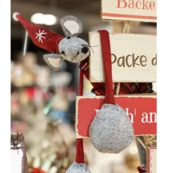 Deko Wichtel, Weihnachtsmaus Lenny mit Schlackerarme und Bammelbeine, rote Hose, 53cm