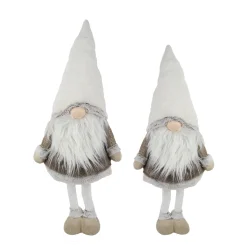 Deko Wichtel, Weihnachtswichtel mit weißer Mütze und langem Bart, 100cm