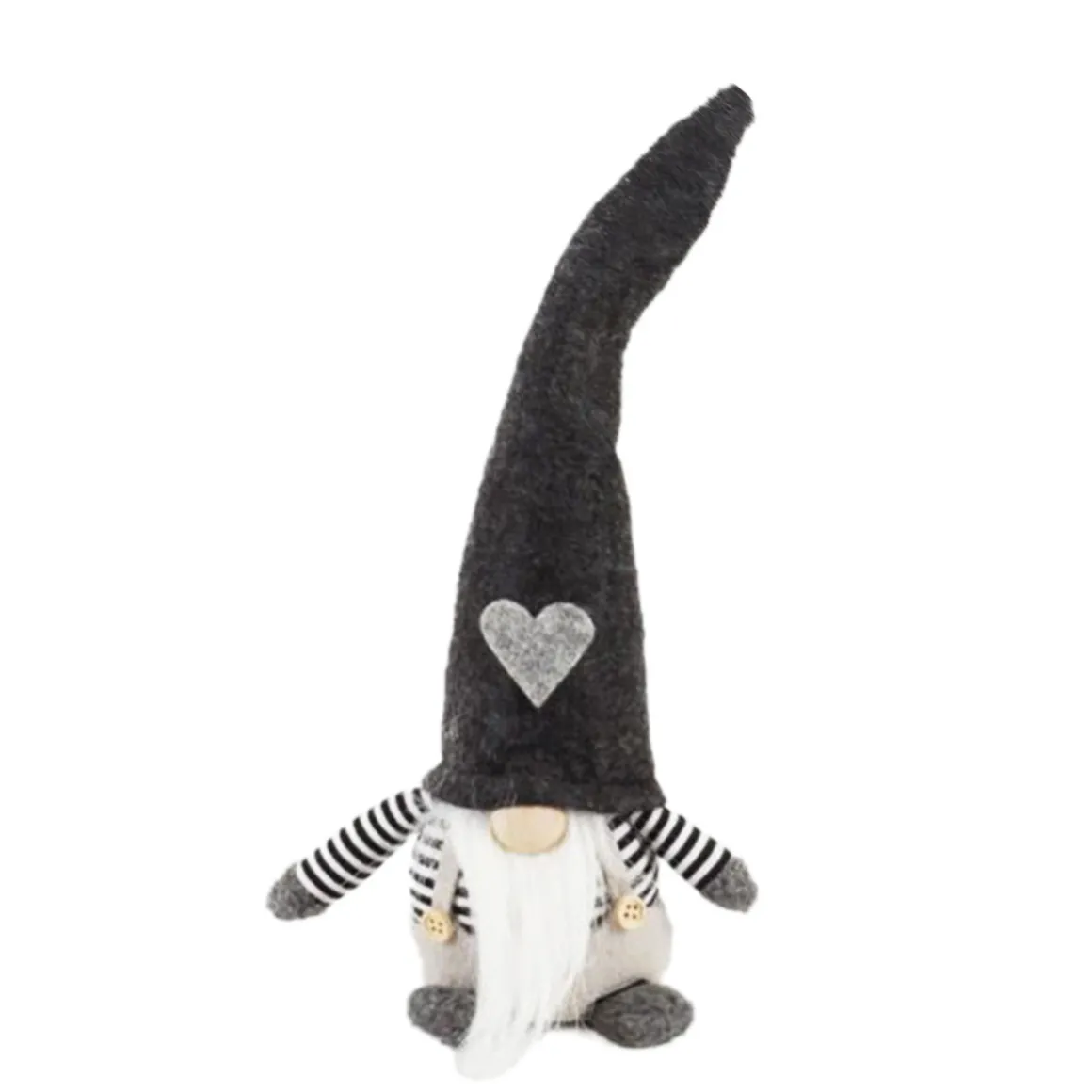 Deko Wichtel, Weihnachtszwerg Santa Brönie, dunkelgraue Filzmütze mit Herz, 40cm