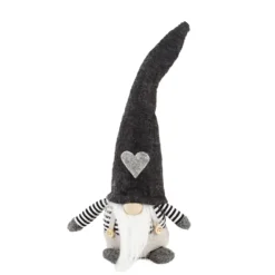 Deko Wichtel, Weihnachtszwerg Santa Brönie, dunkelgraue Filzmütze mit Herz, 40cm
