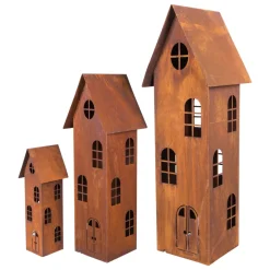 Deko Windlicht Haus, Rosthaus schlank, 45cm, Gerrys Garden