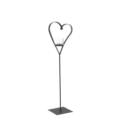 Deko Windlicht Herz Diana, geschwungenes Metallherz auf Metallständer, 100cm, WMG Grünberger