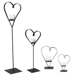 Deko Windlicht Herz Diana, geschwungenes Metallherz auf Metallständer, 60cm, WMG Grünberger