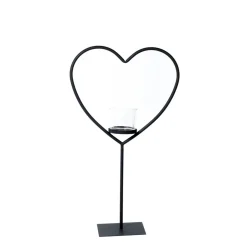 Deko Windlicht Herz Elisa, Metallherz auf Fuß, 60cm, WMG Grünberger