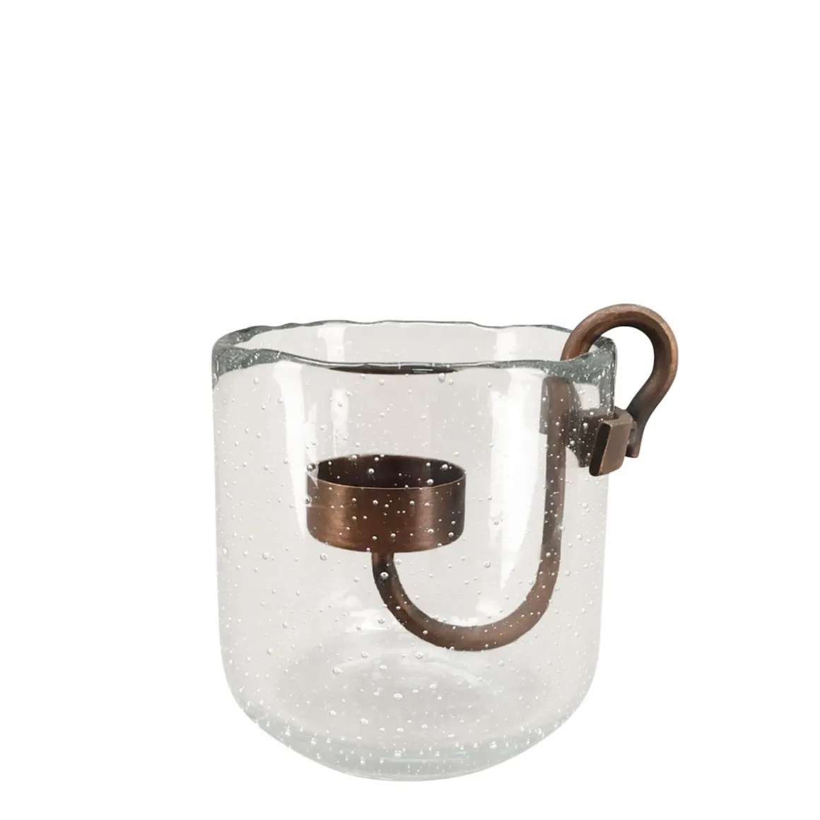 Deko Windlicht Verre, Glaswindlicht mit abnehmbaren Kerzenhalter aus Metall, 10x10cm