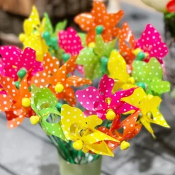 Deko Windrad, gelb mit Punkte, 27cm, Kunststoff