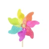 Deko Windrad neon bunt, Windrad mit Muster, 55cm, Kunststoff