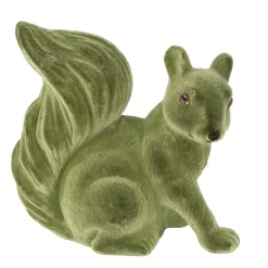 Deko Eichhörnchen samtlook grün, Kunststoff Eichhörnchen, 18cm
