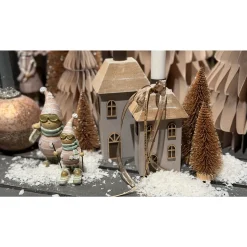 Dekofigur Skifahrer mit Skibrille, Winterkind mit Ski und Riesenpulli, 10cm