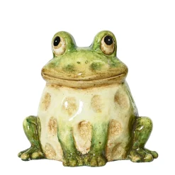 Deko Frosch grün-braun, Gartenfrosch aus Terracotta, 7cm