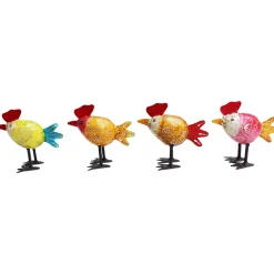 Deko Hahn eiform, kleiner Metallhahn orange mit orangem Schweif, 8x9cm