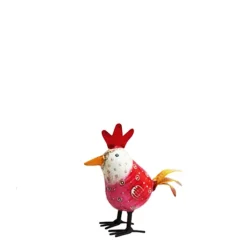 Deko Hahn, kleiner Metallhahn pink,11x12cm