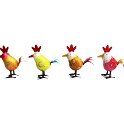 Deko Hahn, kleiner Metallhahn pink,11x12cm