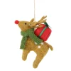 Deko Hirsch, Hirsch aus Filz mit Geschenk und Schal, Filzhirsch, 10cm, Hänger