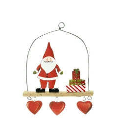 Deko Hänger Weihnachtsmann mit Geschenke, Holz Nikolaus mit Herz, used look, 20x15cm