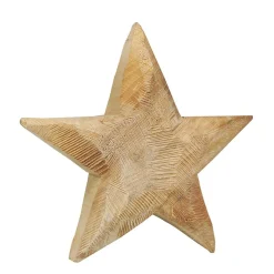 Deko Holzstern Natur, Stern sägerau aus Pappelholz, 30cm, WMG Grünberger